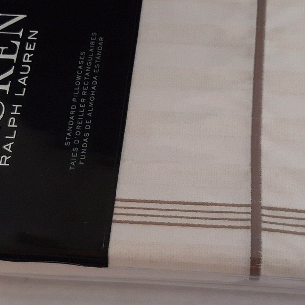 Ralph Lauren Home Allie Stripe Standard Pillowcases Cream MSRP $130 - Picture 5 of 8